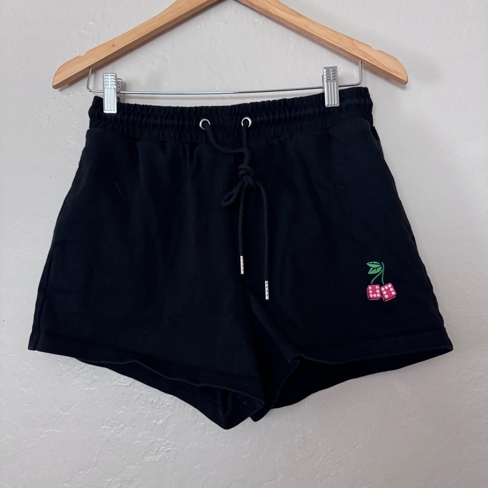 Black Young Girl Shorts with Embroidered Dice Cherries 🍒
